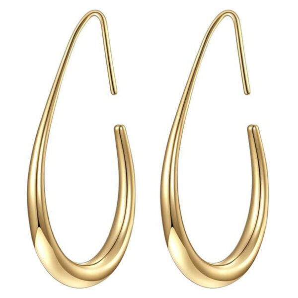Lightweight Teardrop Hoop Earrings For Women  Stainless Steel Large Oval Pull Through Hoop Earrings, High Polished Statement Jewelry Gift For Women