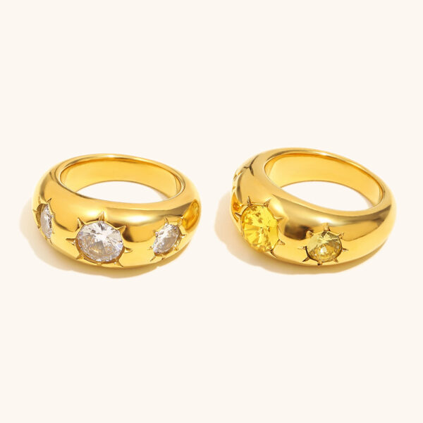 Womens Stainless Steel Ring In Gold-champagne Color